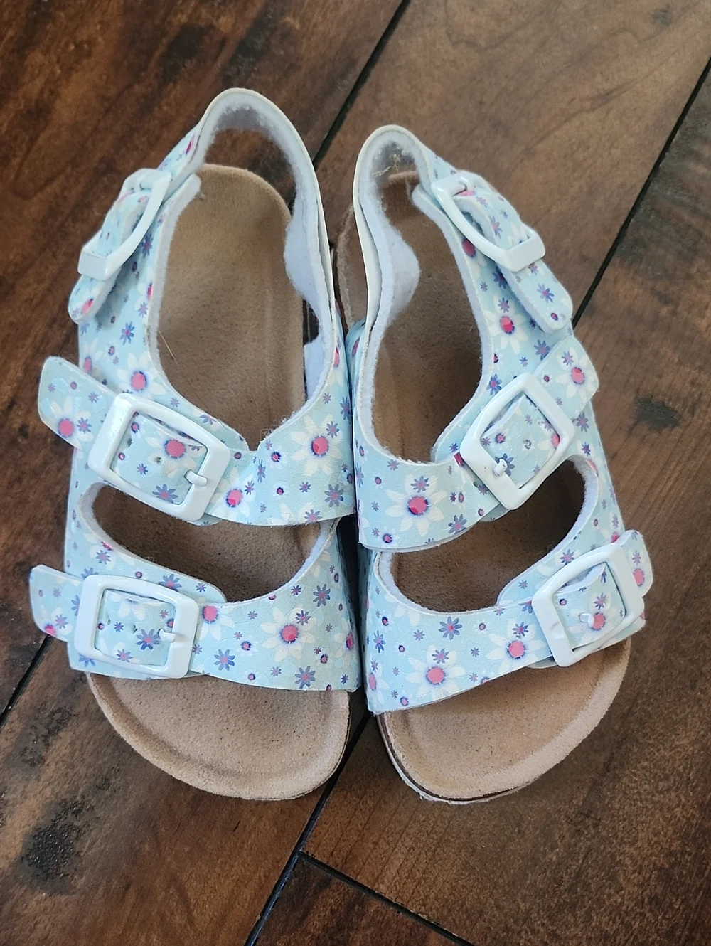 FREE ADD ON! Size 9 Girls Floral Double-Buckle Sandals - Light Blue